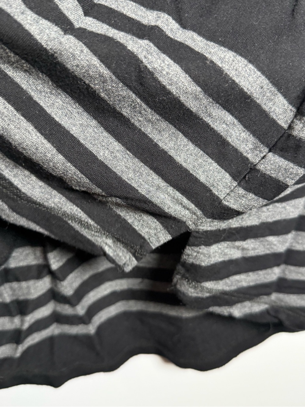 Soma Black and Gray Striped Hooded Lounge Top with V-Neck - Picture 6 of 10